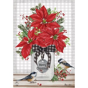 Briarwood Lane Christmas Garden Flag 12x18 For Outdoor Poinsettia Jar For Christmas Garden Flag Flags For Outside - 1 of 4