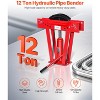 VEVOR Hydraulic Pipe Bender, 12 Ton Manual Copper Exhaust Pipe Bending Machine with 6 Dies (1/2" - 2") and 90 - 180° Adjustable Rollers, Red - 3 of 4