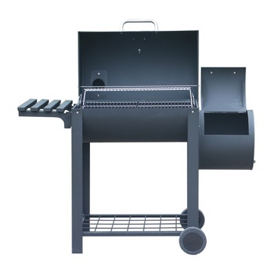 ALEKO BBQSG03 Portable Charcoal BBQ Offset Smoker Grill with Side Fire Box and Shelf - Black
