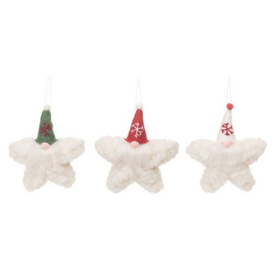 Transpac Felt Santa Snowflake Hanging Ornament Set of 3 Christmas Home Decorations