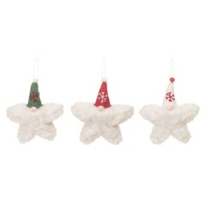 Transpac Felt Santa Snowflake Hanging Ornament Set of 3 Christmas Home Decorations - 1 of 1