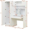 GDFStudio Queena 2-Door 60" W Wooden Storage Wardrobe with Dressing Table Drawers, Hanging Rail and Storage Shelf and Mirror - 3 of 4