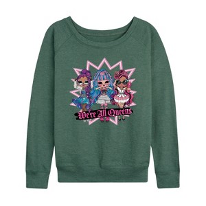 Women's - LOL Surprise! - We're All Queens Lightweight French Terry Wide Neck Long Sleeve Shirt - 1 of 4