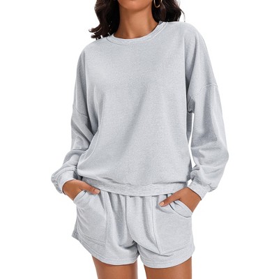 ATHLECHIC Women's Outfits Batwing Sleeve Oversized Sweatsuit Casual Fall Tracksuit Short 2 Pieces Sets