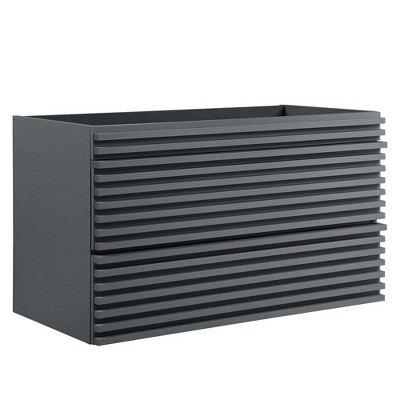 Modway Render 35" MDF Wood Wall-Mount Bathroom Vanity Cabinet in Gray