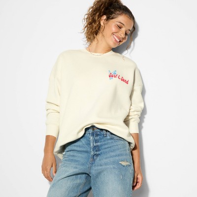Women's Oversized Graphic Pullover Sweatshirt - Wild Fable™