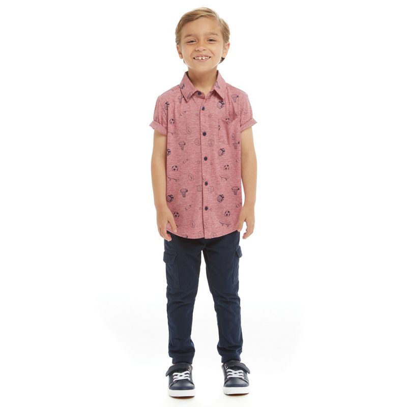 Andy & Evan  Toddler Sports Print Short Sleeve Knit Buttondown, 2 of 6