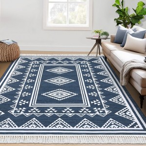 Boho Area Rugs Washable Bordered Accent Carpet Non Slip Non Shedding Stain Resistant Floor Cover Soft Indoor Mat for Bedroom Living Room - 1 of 4