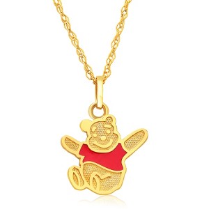 Disney Classics Winnie the Pooh 14k Gold Winnie the Pooh Red Shirt Pendant Necklace, 18" - 1 of 4