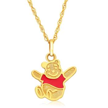 Disney Classics Winnie the Pooh 14k Gold Winnie the Pooh Red Shirt Pendant Necklace, 18"