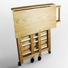 Folding Kitchen Cart with Two Shelves and One Handle Natural - Flora Home: Pine Wood, Lockable Wheels, Towel Bar - 3 of 4