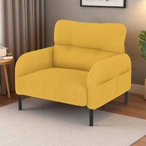 Monochrome Corduroy Single Seat Chair with Side Storage - 1 of 4