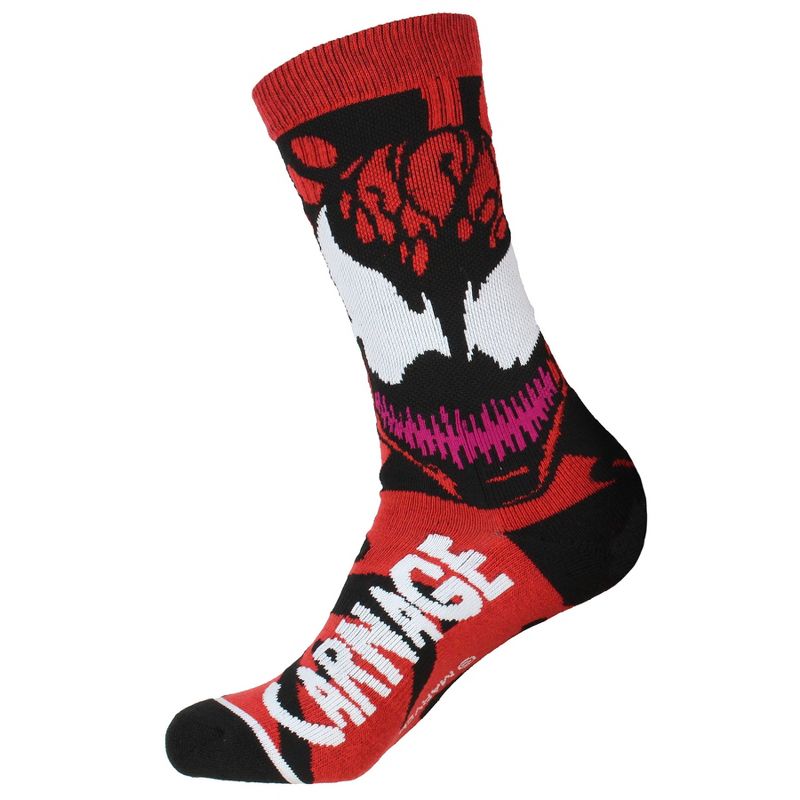 Marvel Carnage Supervillian Adult Crew Socks 1 Pair Red, 2 of 6