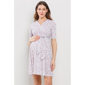 wrap nursing dress Kimi + Kai Maternity V-Neck Faux Wrap Nursing Dress