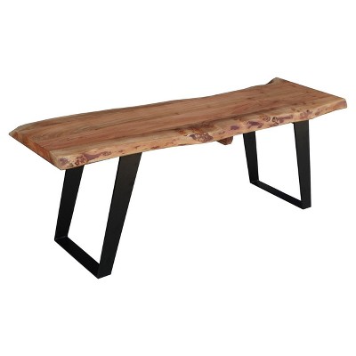 70" Solid Wood Live Edge Bench Brown - Timbergirl