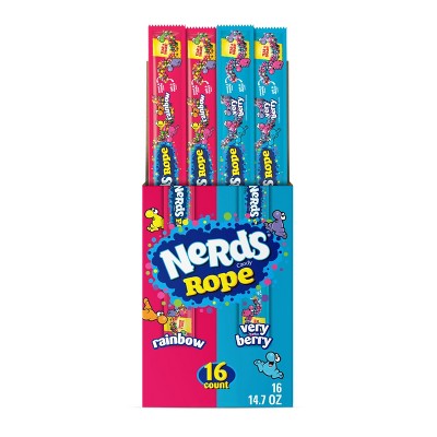 Nerds Rope, Candy, Variety Box, Rainbow & Very Berry - 0.92Oz (Pack of 16)