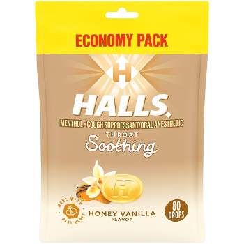 Halls Cough & Throat Relief - Honey Vanilla - 80ct
