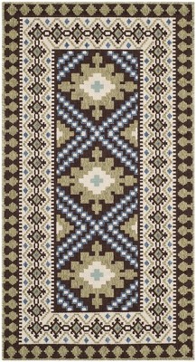 Veranda Chocolate & Green Synthetic Rectangular Indoor/Outdoor Rug