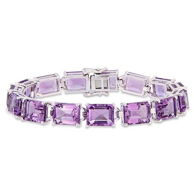 EVERLY JEWELRY | Sterling Silver 45 CT TGW Amethyst Bracelet, 7.25-inch