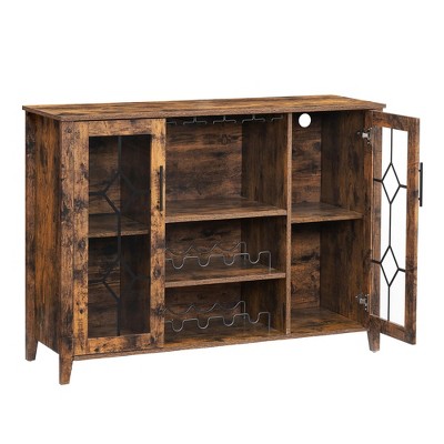 homfan Wine racks Cabinet, Glass Door Wine Cabinet with Rack,Kitchen Sideboard with Storage Rack, for Living Room, Dining Room