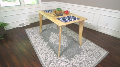 Natural Rubberwood Mid-Century Modern Rectangular Dining Table