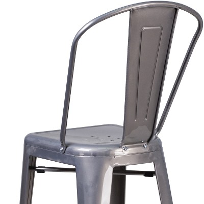 Urban Silver 30'' Metal Indoor Barstool with Vertical Slat Back