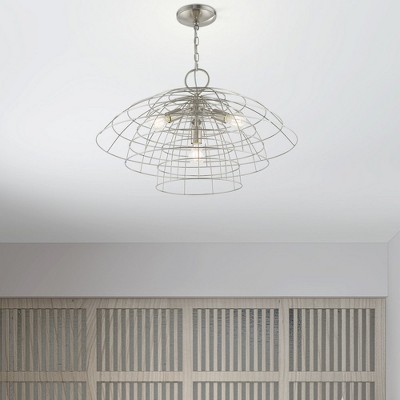 Brooklyn Brushed Nickel 4-Light Steel Cage Chandelier