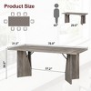 Homhougo 71 Inch Rectangular Dining Table for 6, Rustic Farmhouse Tall Kitchen Table with Large Tabletop Gray - 2 of 4