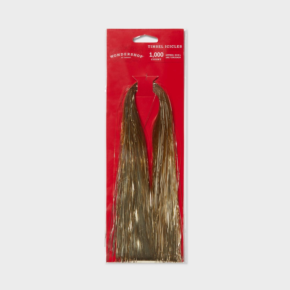 1000ct Tinsel Icicle Christmas Tree Ornament Champagne - Wondershop™: Indoor Use, Snow Theme