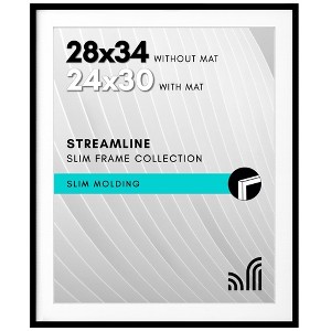 Americanflat 28x34 Picture Frame with Polished Plexiglass - Streamline Collection - Thin Border Picture Frames for Wall - Black - 1 of 1