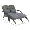 Wicker Adirondack Chair for 2 with Cushions & Footrests, PE Rattan Double Chaise Lounge Chair, Fire Pit Chair for Porch with High-back, Wide Armrests - 3 of 4