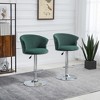 Vatros Adjustable Bar Stools Set of 2, Velvet Upholstered Kitchen Stool, Swivel Counter Height Barstool with Footrest, ‎Dark Green - 2 of 4
