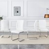 Akoasm Modern Upholstered High Toughness PU Arch Dining Chair Study Chair With Arched Metal Silver Leg Set of 4 For Hotel Living Room & Bedroom-White - 4 of 4
