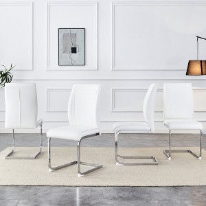 KTMBDW Dining Chairs Set of 4 PU Leather Upholstered ArchDining Chairs with Arched Metal Silver Legs for Kitchen, Living Room, Restaurant - 1 of 4