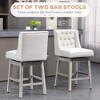 Counter Height Bar Stools Set of 2, 180 Degree Swivel Barstools, 27" Seat Height Bar Chairs with Solid Wood Footrests and Button Tufted Design, Beige - 4 of 4