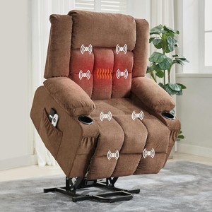 Power Lift Recliner Chair with Massage and Heat for Elderly, Oversized Electric Sofa with Manual Rocking Function, USB Port, Cup Holders - 1 of 4