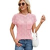 Cap Sleeve Chessboard Sweater with Crew Neck Lightweight Soft Knit Tops with Chest Pocket Summer Casual Tops for Women - 4 of 4