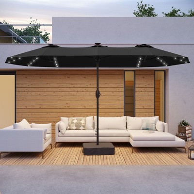 Sonkuki 15x9ft LED Double-Sided Patio Market Umbrella Aluminum Large Canopy