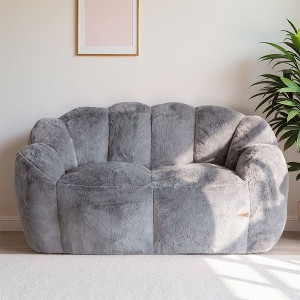 MAXYOYO Bean Bag Chair, Ultra Soft Faux Fur Loveseat Floral Petal Back Sofa for Adults - 1 of 4