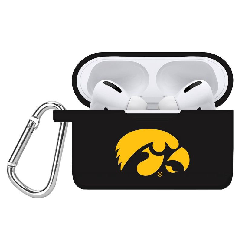 NCAA Iowa Hawkeyes Apple AirPods Pro Compatible Silicone Battery Case Cover - Black, 1 of 3