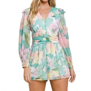 Women's Ruched Waist Romper - TCEC - 1 of 4