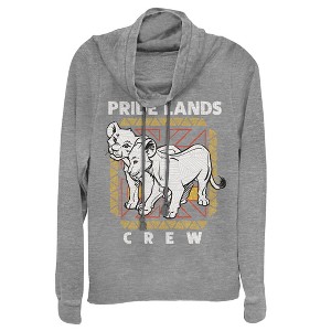 Juniors Womens Lion King Simba & Nala Pride Lands Crew Cowl Neck Sweatshirt - 1 of 3