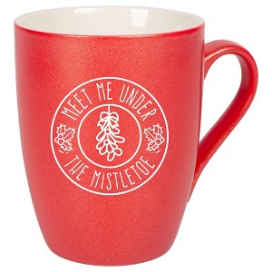 Elanze Designs Meet Me Under The Mistletoe Crimson Red 10 ounce New Bone China Coffee Cup Mug - 1 of 4