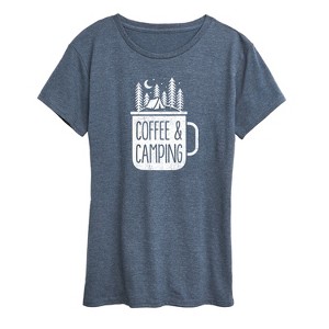 Women's - Instant Message - Coffee And Camping Short Sleeve Graphic T-Shirt - 1 of 4