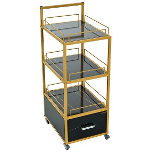Beauty Salon Storage Trolley Cart With Lockable Rolling Wheels, Metal Frame Drawer, Barber Salon Furniture, Salon Stations Cabinet - 1 of 4