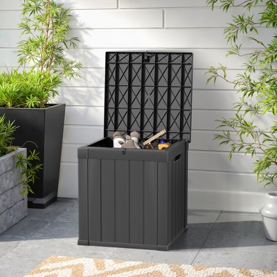 Lirago 31.2 Gal 118L 22.09"D*17.09"W*20.87"H Outdoor Storage Box with Lid Weatherproof Polypropylene Resin UV Protected KD Design Black