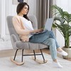 FERPIT Teddy Velvet Rocking Chair, Upholstered Accent Glider Rocker, Comfy Armchair Side Chair with High Backrest for Living Room, Bedroom - 2 of 4