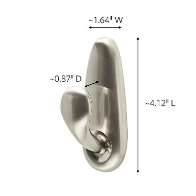 Large Brushed Nickel Outdoor Metal Hook with Adhesive Strips
