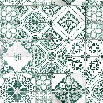 RoomMates Teal Mediterranean Tile Peel & Stick Wallpaper