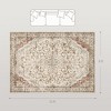 Area Rug Machine Washable Non-Slip Classic Floral Print Carpet for Living Room and Bedroom, Mixed Brown - 3 of 4